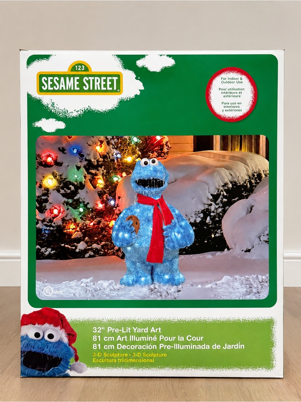 Vintage Sesame Street Cookie Monster 32” Pre-Lit Outdoor Yard Decoration Figure